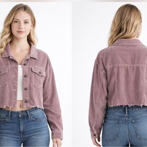 American Eagle Outfitters Mauve Cropped Corduroy Jacket Size Medium